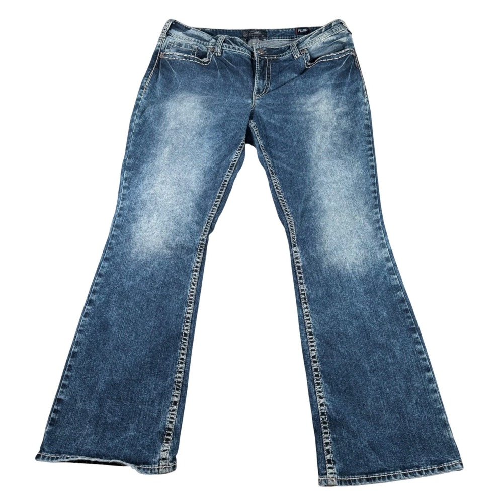 Silver Jeans Co Suki Mid Boot Women 20 (FITS 39x31) Blue Fluid Denim READ